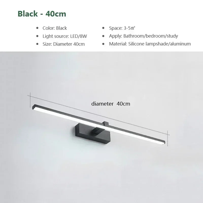 Modern LED Vanity Mirror Wall Light for Bathroom Makeup Mirror Headlamp Indoor Lighting Fixture Sconce Decor