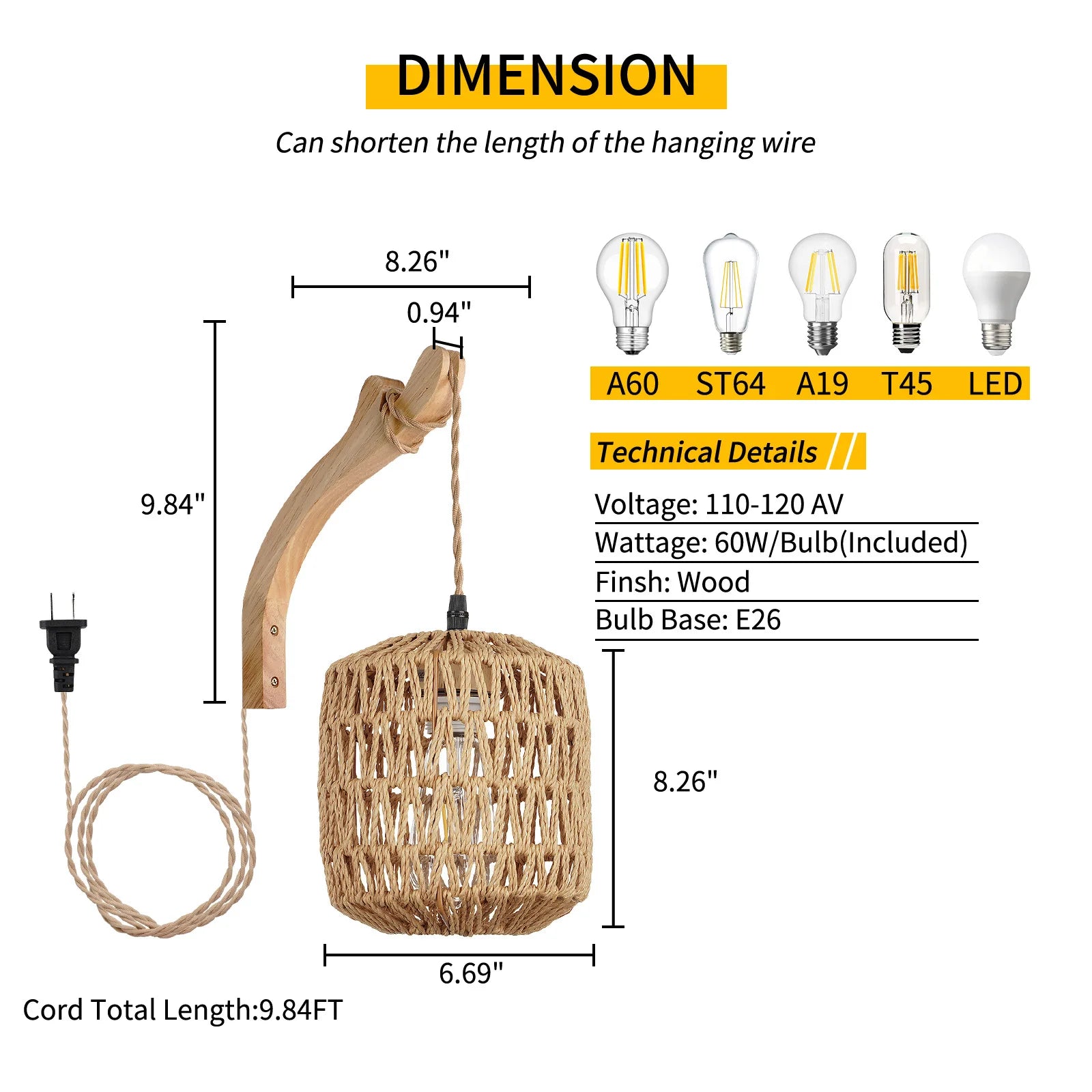 Bamboo Lantern Wall Lamp – Natural Rattan Woven Wall Light for Bedroom & Living Room Decor