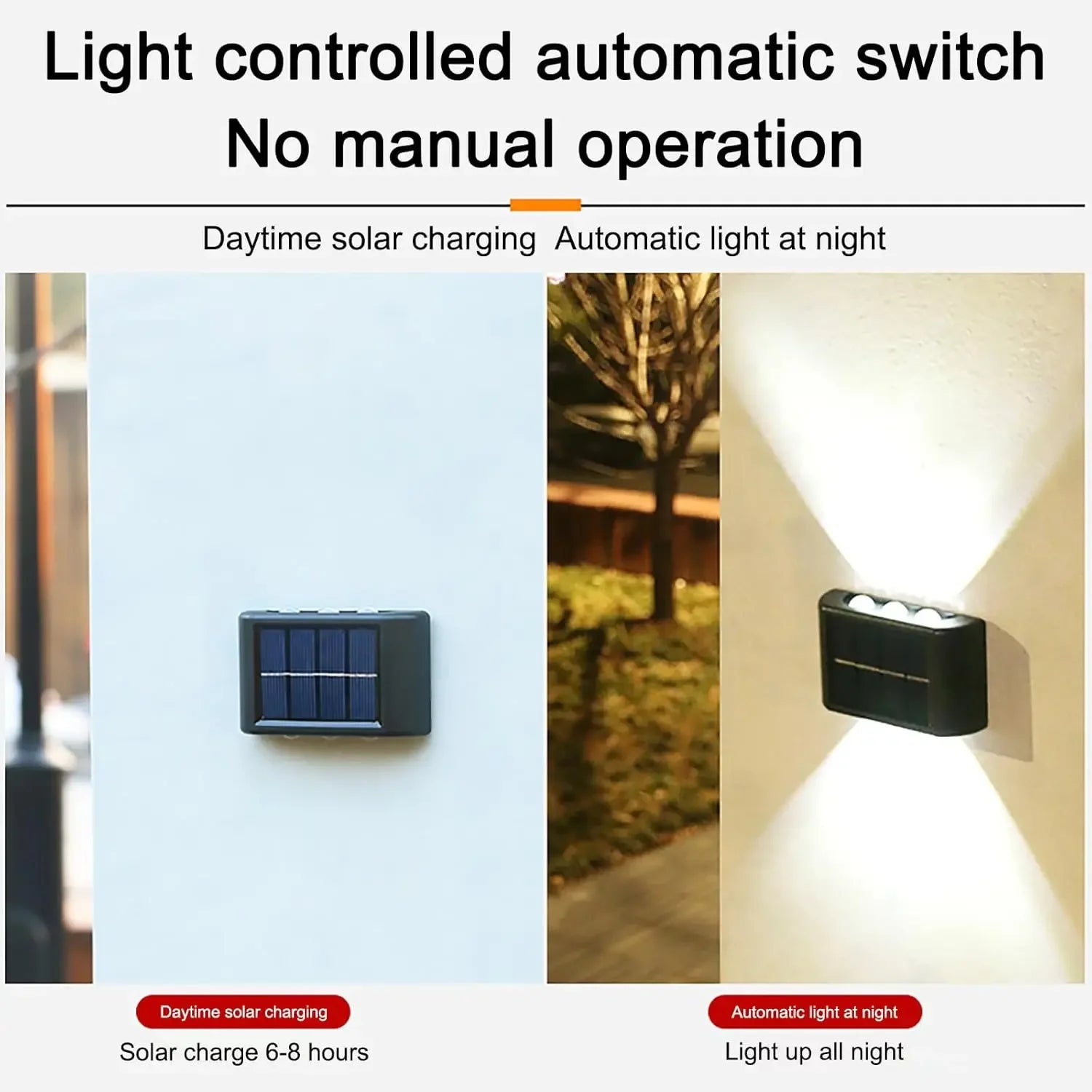 Solar LED Light, Outdoor Waterproof Wall Lamp, Dusk to Dawn Fence Lighting for Summer Garden Yard Porch Walkway Camping Home Dec