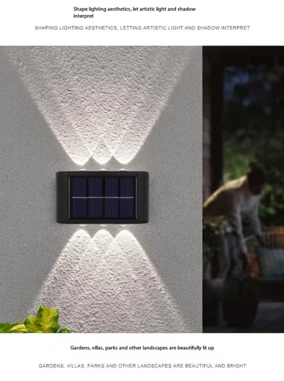 Solar LED Outdoor Wall Light Waterproof Dusk to Dawn Fence Lamp for Garden Yard Porch Pathway Patio Home Decor