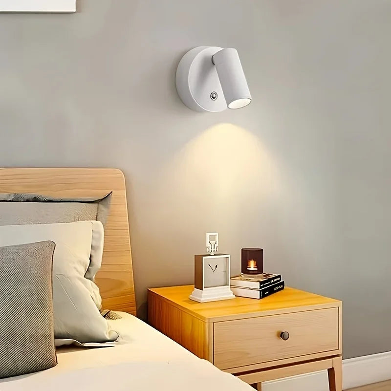 Magnetic Base USB Rechargeable LED Cordless Wall Light with Touch Switch Black White Magnet Dimmable Bedside Lamp for Reading