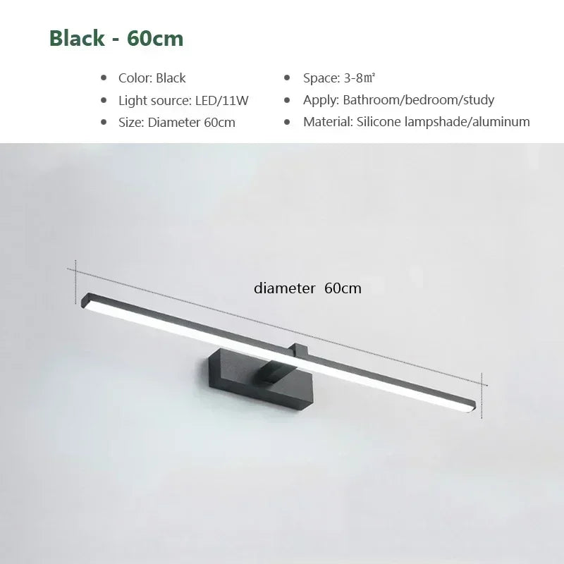 Modern LED Vanity Mirror Wall Light – Bathroom Makeup Mirror Lamp with Adjustable Brightness