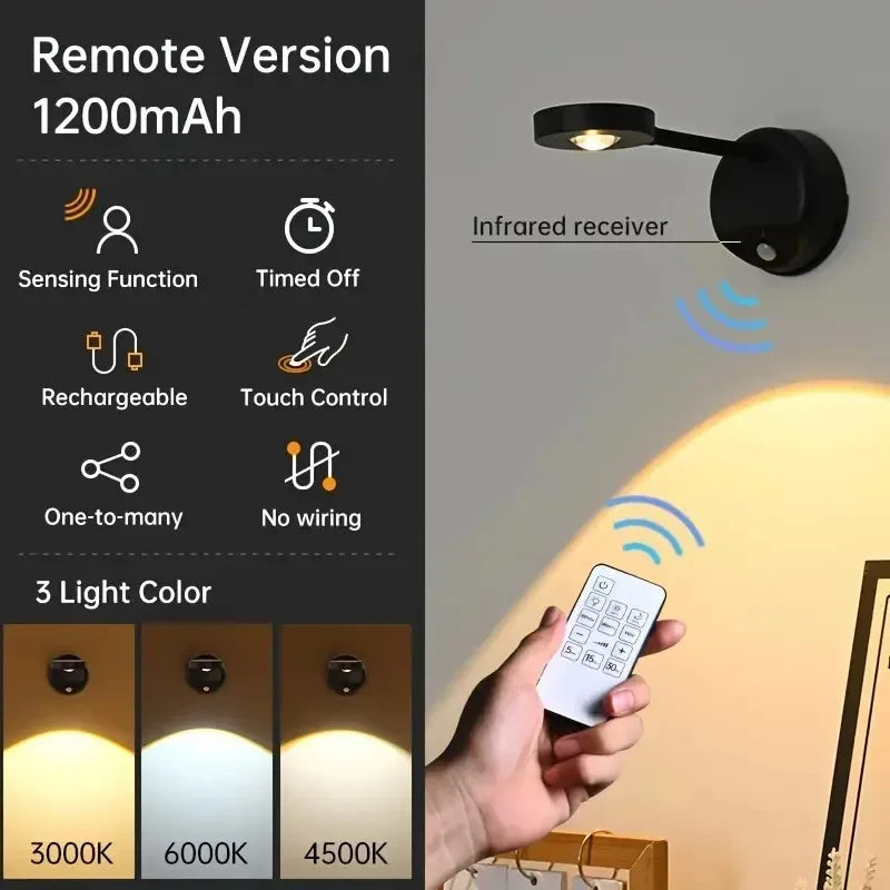 KFV Rechargeable Intelligent Human Sensing Wireless Wall Light Dimmable  3 Colors Led Spotlight for Lighting Paintings Pictures