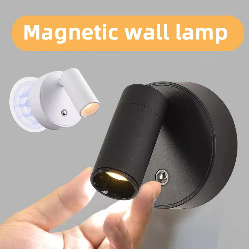 Magnetic USB Rechargeable LED Wall Light – Cordless Touch-Control Reading Lamp for Bedside Use