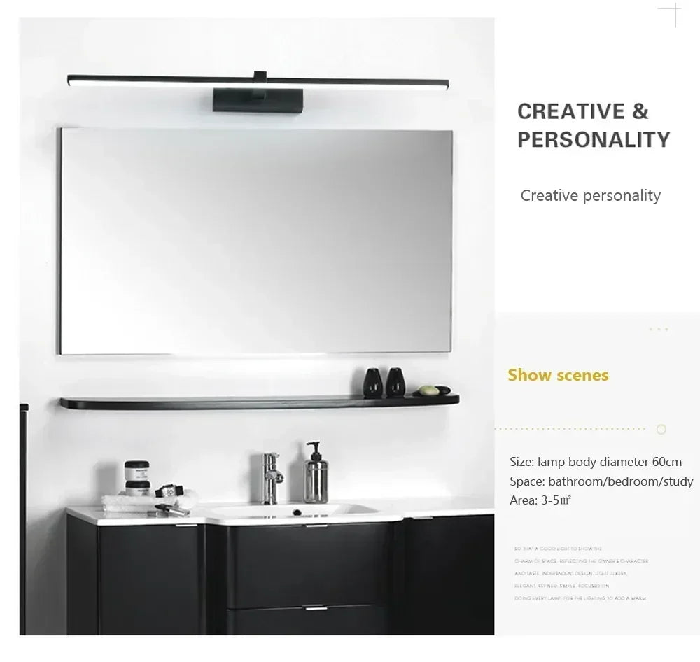 Modern LED Vanity Mirror Wall Light for Bathroom Makeup Mirror Headlamp Indoor Lighting Fixture Sconce Decor