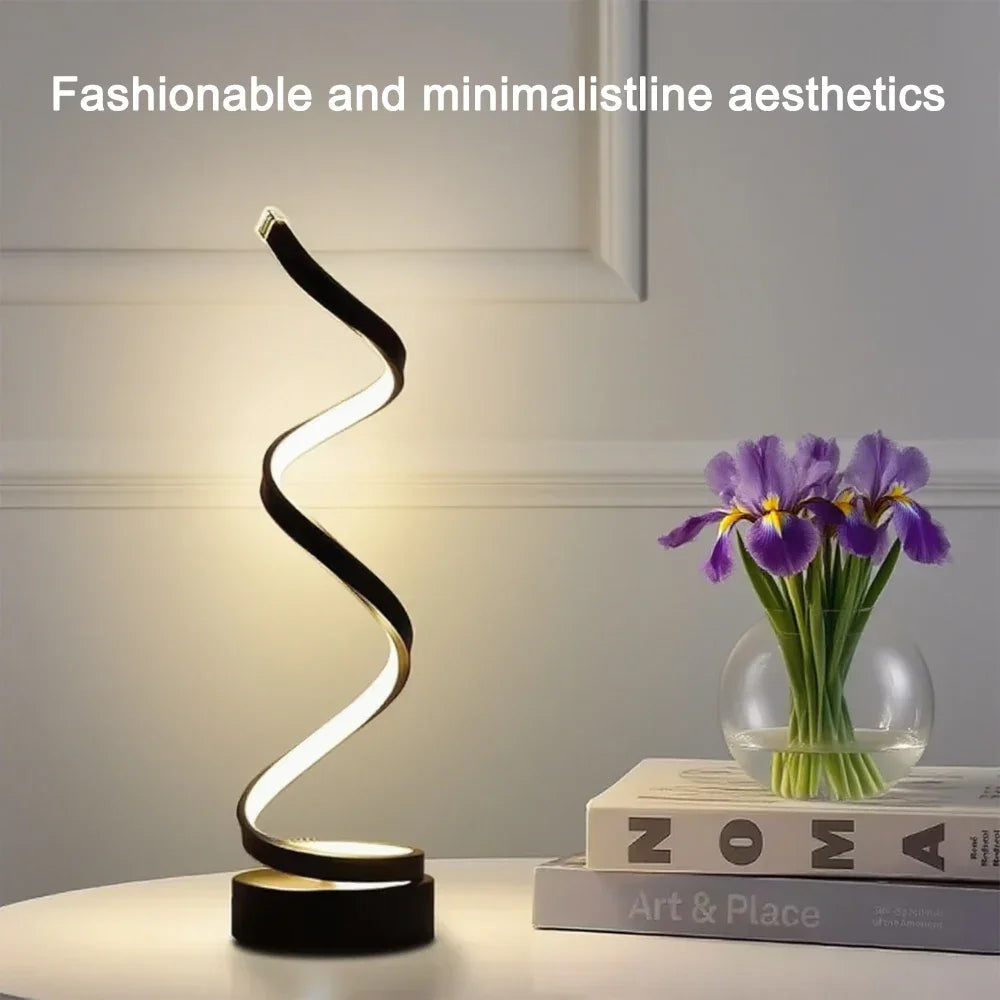 LED Spiral Dimmable Table Lamp Suitable for Living Room Bedroom Study Adjustable Brightness Bedside Lamp for Office and Home Use