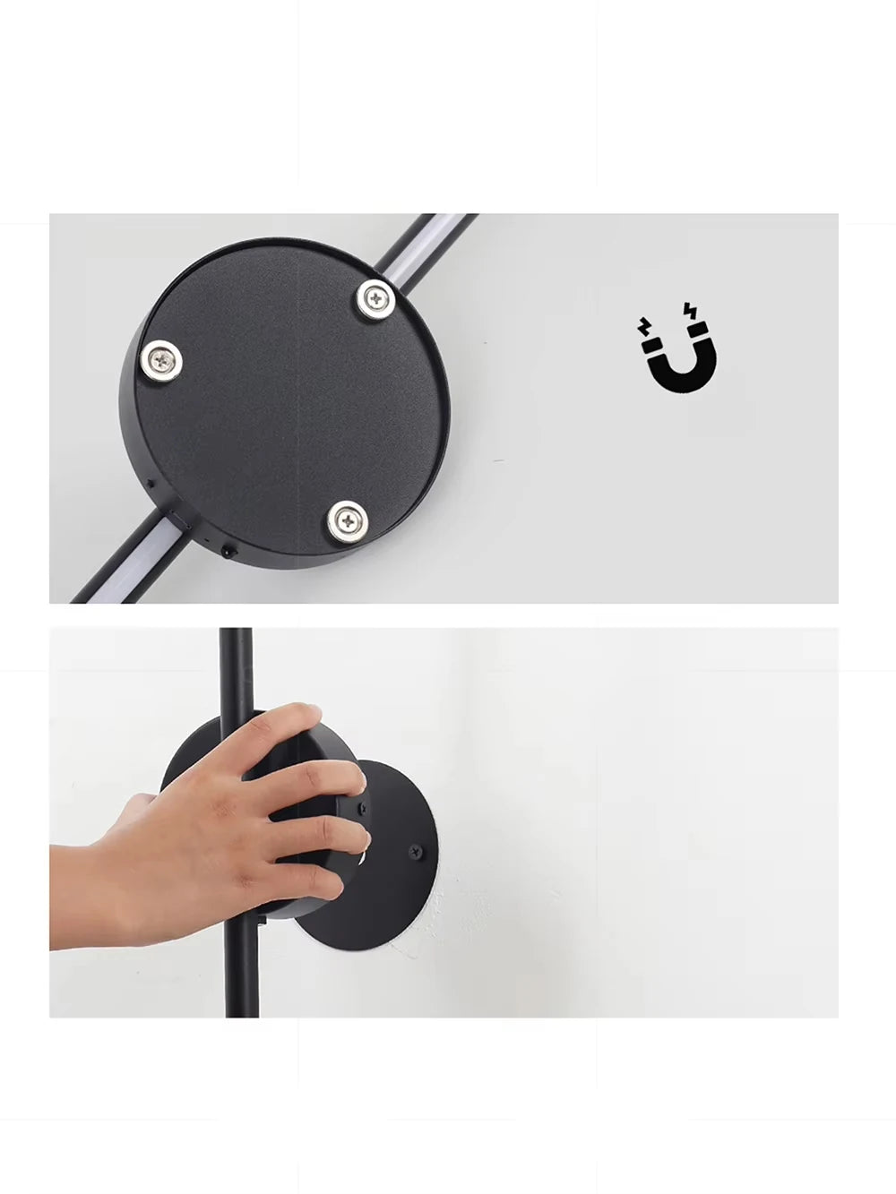 Magnetic Rechargeable 50 Wall Lamp Black Gold For Living Room Bedroom Hallway Study Stairwell Cloakroom LED Lighting Wiring Free