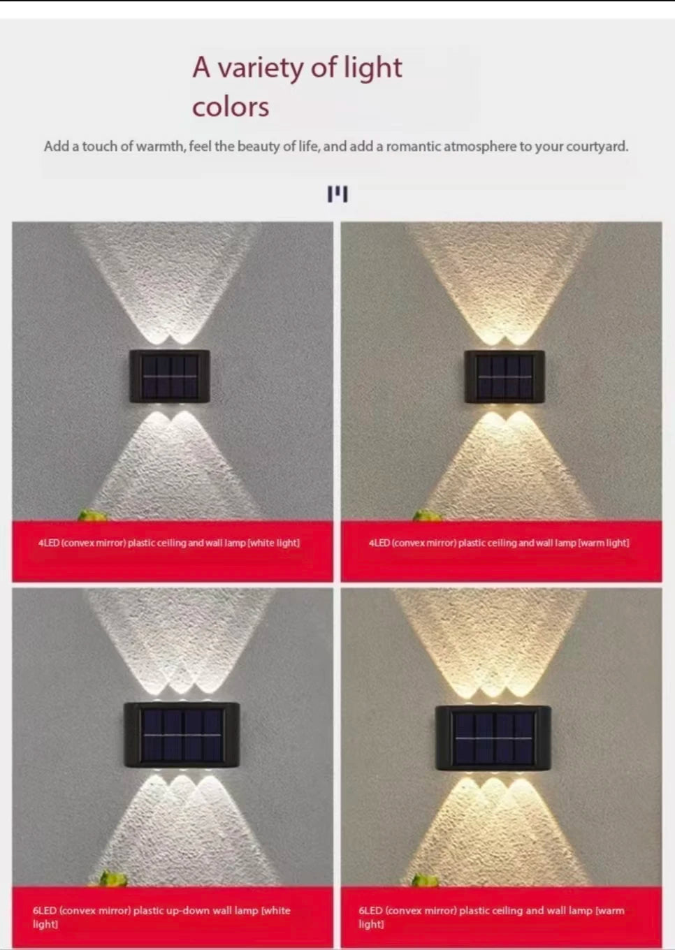 Solar LED Outdoor Wall Light Waterproof Dusk to Dawn Fence Lamp for Garden Yard Porch Pathway Patio Home Decor