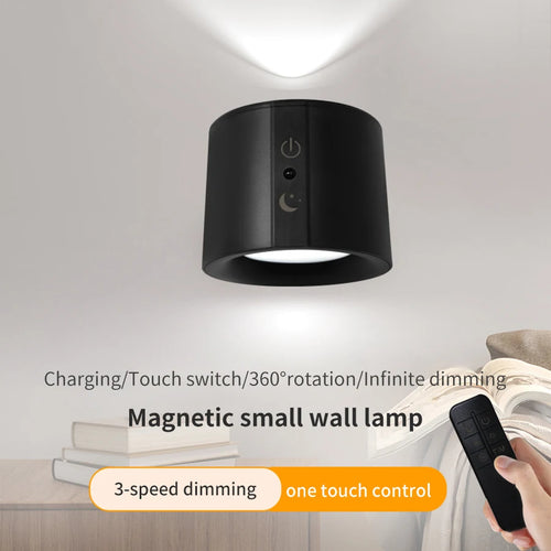 Double-Head LED Wall Sconce – Touch Control 360° Rotating Wireless Night Light for Bedroom